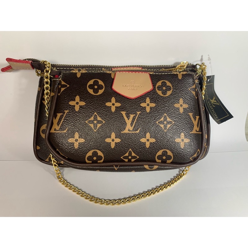 Vila handbag - Bolsa Louis Vuitton, alça corrente, cor marrom