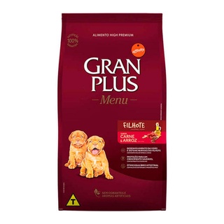 Ração Gran Plus Cães Menu Filhotes Raças Médias e Grandes Carne e Arroz - 3kg