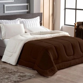 Coberdrom sherpa com tecido microfibra + pele de carneiro - QUEEN