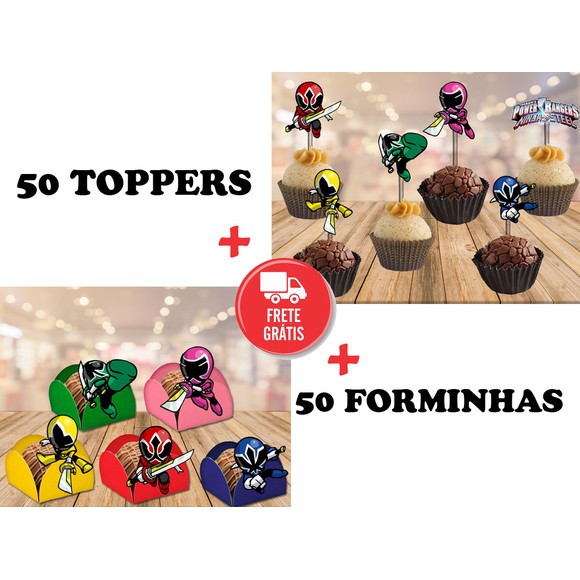 Power rangers - 50 toppers + 50 forminhas - 100 unidades | Shopee Brasil