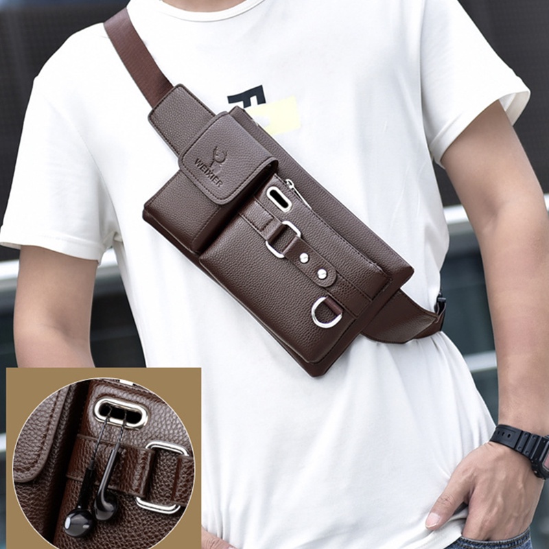 Bolsa Masculina Esportiva De Couro PU/De Ombro Tiracolo/Carteira