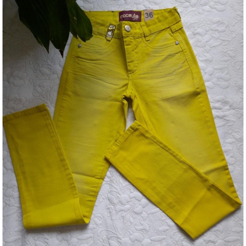 Calça 2024 jeans amarela