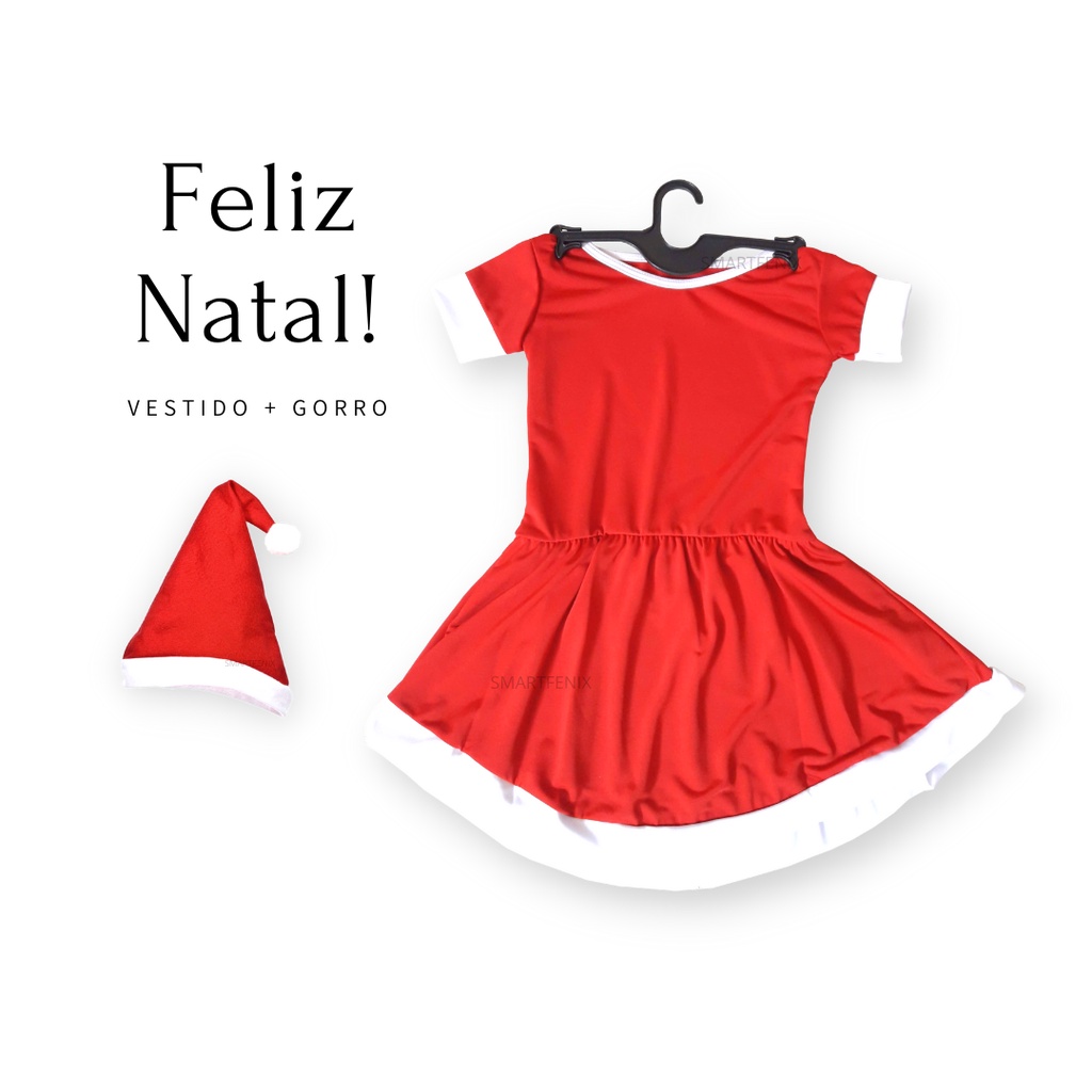 Fantasia Mamãe Noel Adulto Vestido Natal C/ Gorro - Hiper | Shopee Brasil