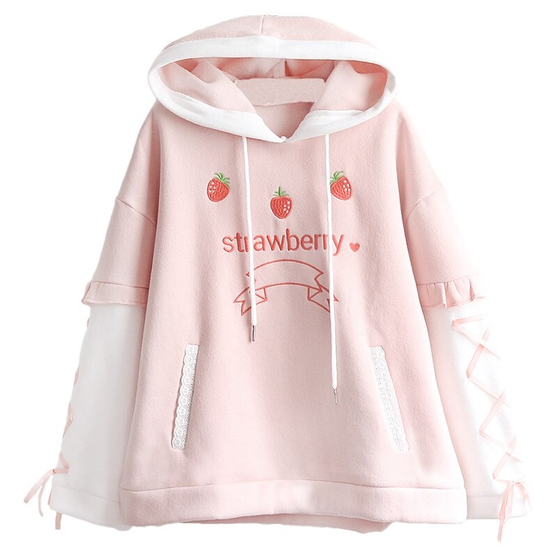 Harajuku Moda Feminina Hoodies Roupas de Inverno Kawaii Lã Bonito Urso  Anime Camisola Meninas Adolescentes Estética Pulôver de Manga Longa