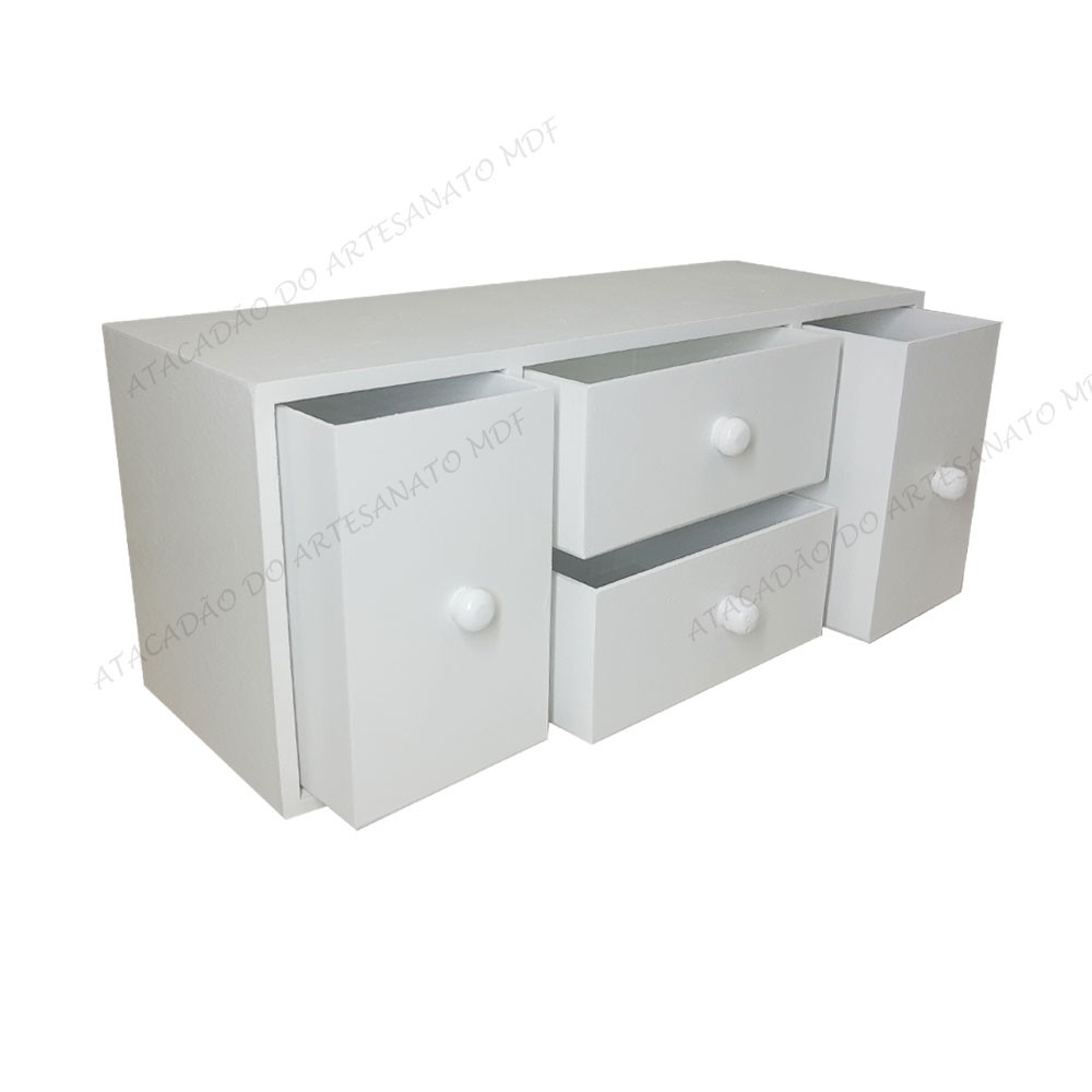 Mini Organizador 4 Gavetas 35cm Mdf Madeira Pintado