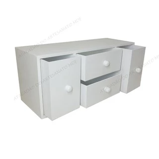 Mini Organizador 4 Gavetas 35cm Mdf Madeira Pintado