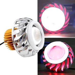 Farol Projetor Retrofit Led Duplo Demon Eyes Carro E Moto G1 Universal Vermelho e Branco Super Led