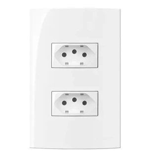 Conjunto 4x2 Com 2 Tomadas 10A/20A Sleek Branco Margirius