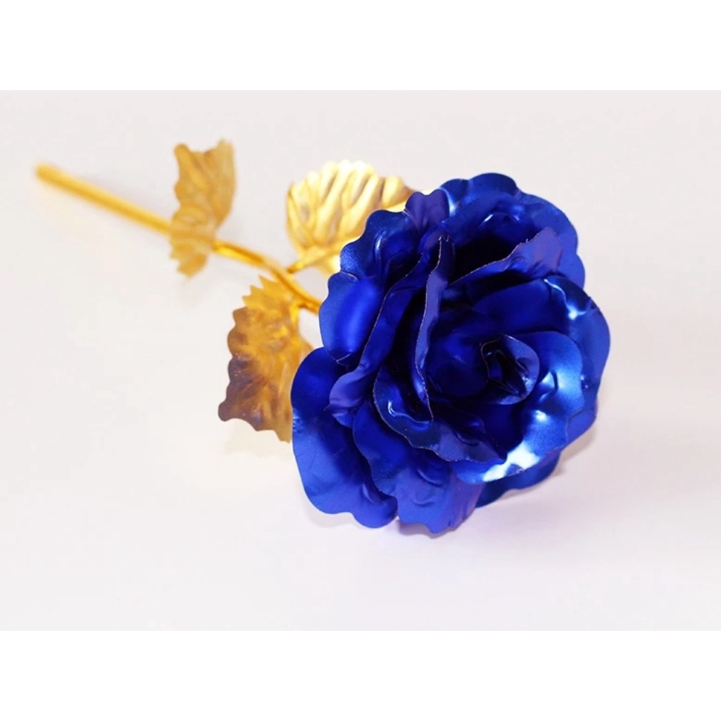 A Rosa Encantada Golden Rose Presente dia das Mulheres Azul | Shopee Brasil