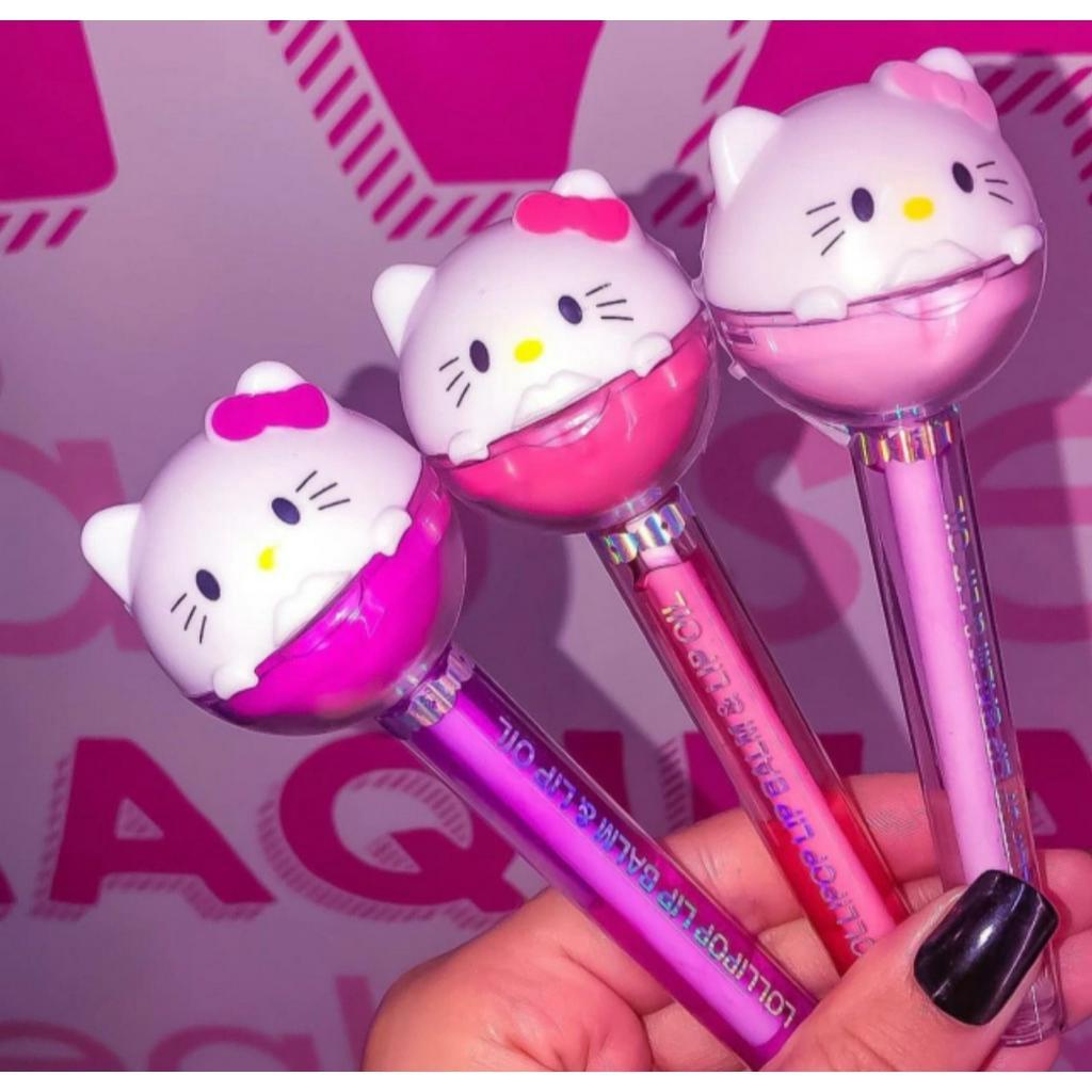 Lip Oil 2 em 1 Lip Balm e Lip Oil Hello Kitty hidrante labial e Gloss