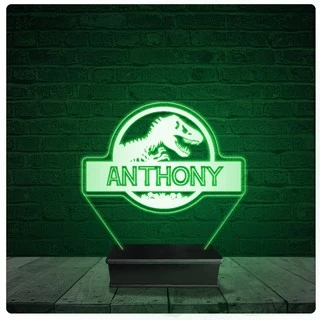 Luminária Abajur Acrílico Led - Jurassic Park Filme Nome