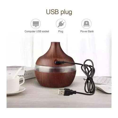 Umidificador Ultrassônico Usb Tipo Madeira Difusor 300ml DS