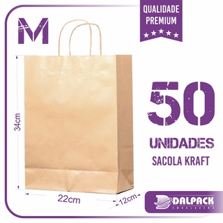 Sacola de papel Kraft K-19 C/100 unidades. (BRASPEL ) :: Vô Ninno