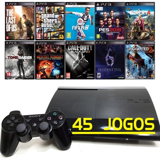 Console Playstation 3 Super Slim 250GB 2 Controles e 45 Jogos - Sony - Loja  Sport Games