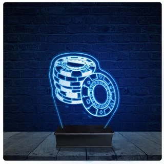 Luminária Led Acrilico Abajur - Poker Baralho Troféu 06