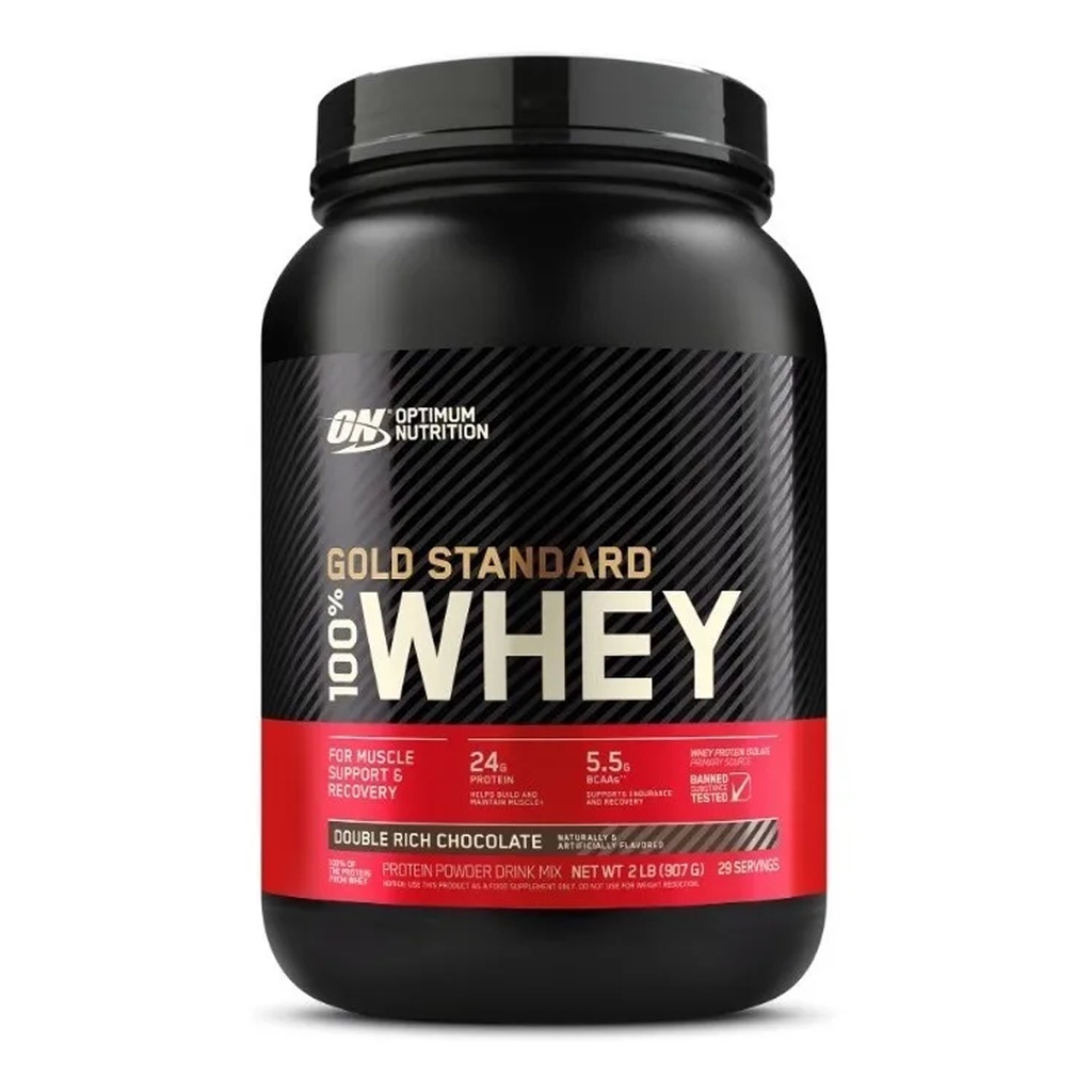 100% Whey Protein Gold Standard (907g) NOVO RÓTULO – Double Rich Chocolate – Optimum Nutrition