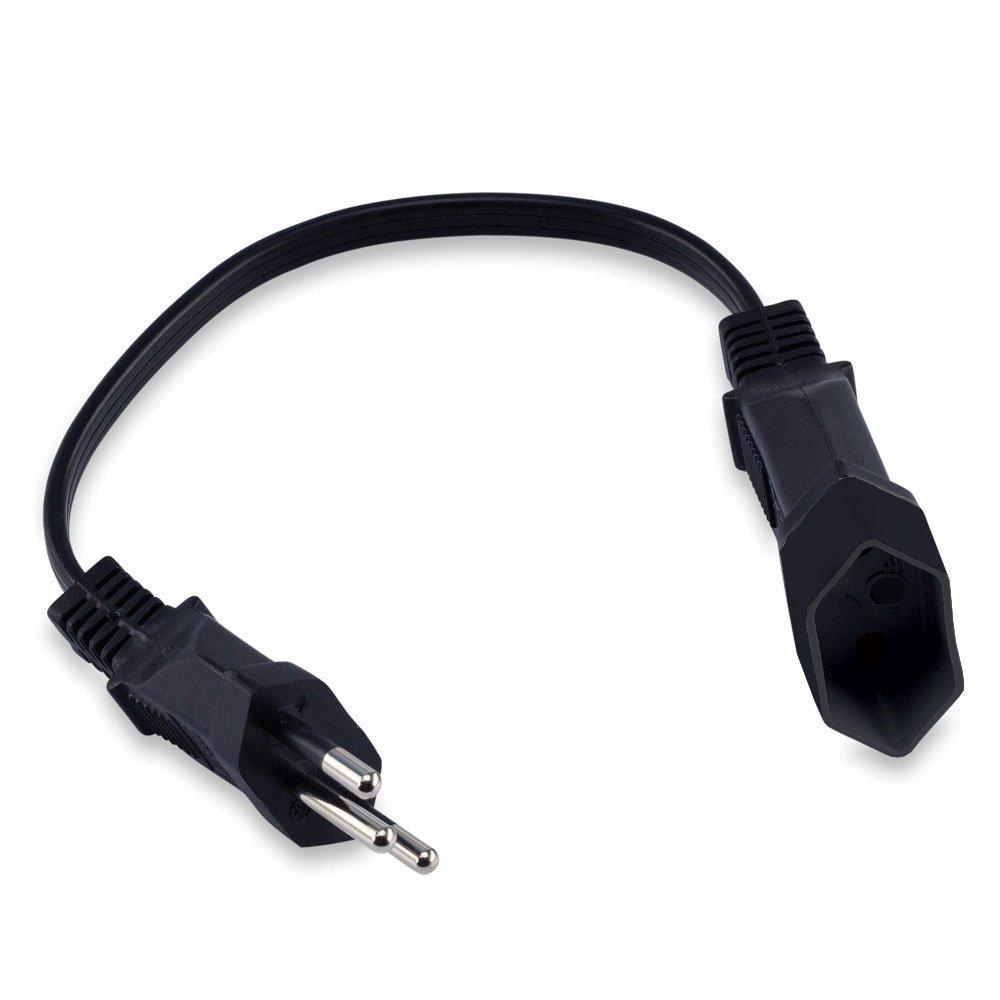 Extensão Cordão Prolongador Tripolar 10A 20cm Bivolt Preto - Force Line
