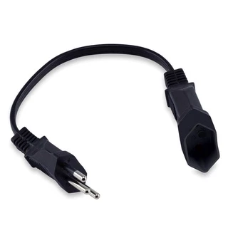 Extensão Cordão Prolongador Tripolar 10A 20cm Bivolt Preto - Force Line