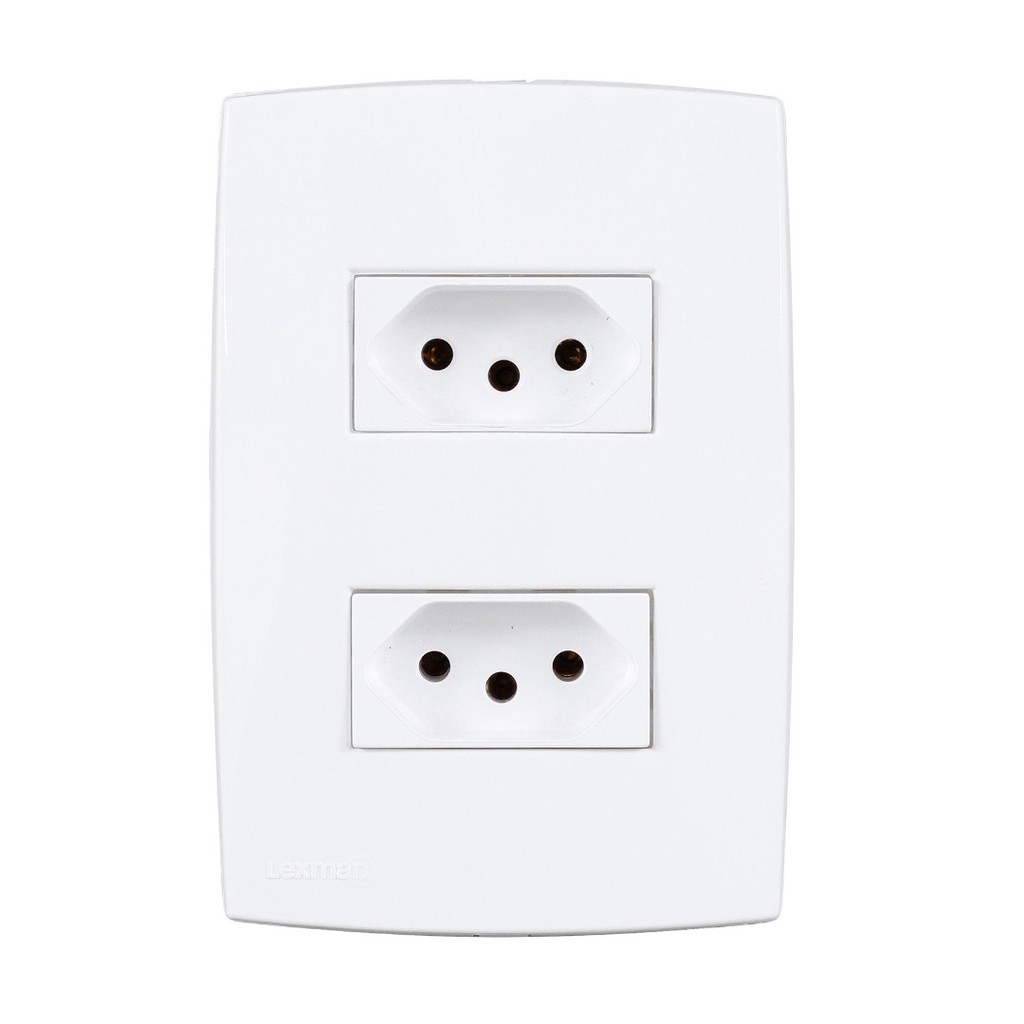 Conjunto de Tomada Energia Dupla 10A Branco Lille Lexman