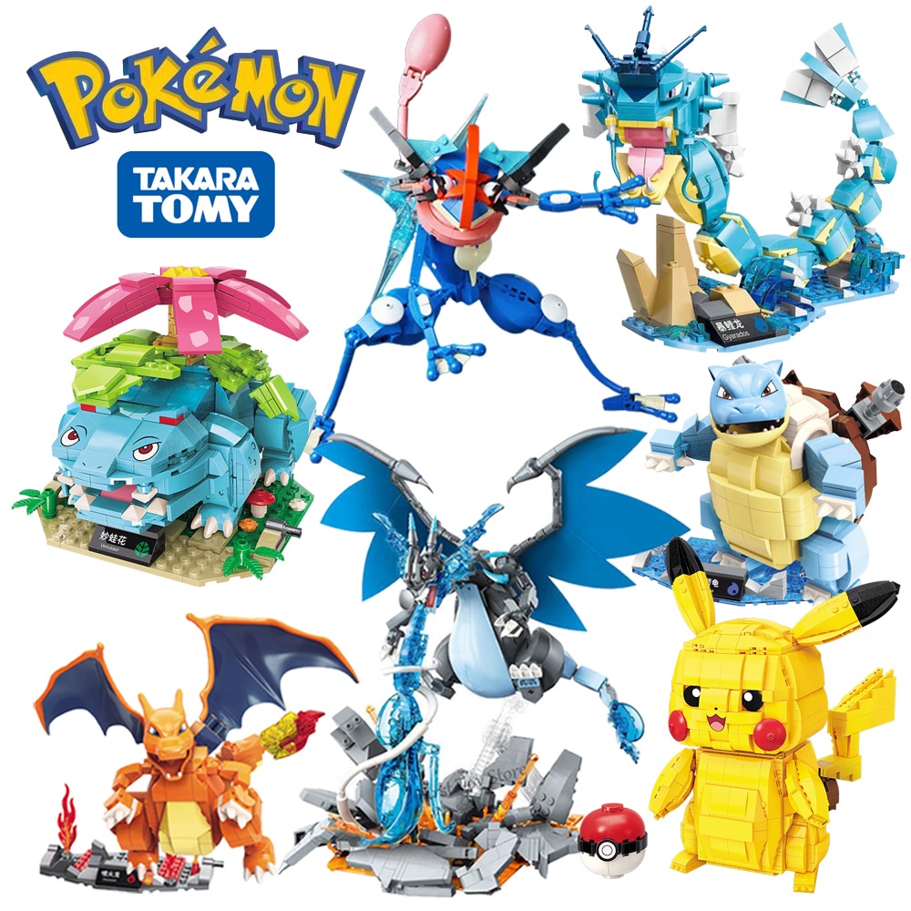 Conjunto de blocos de construção pokémon para crianças, conjunto de blocos  de construção do anime pokémon para casa do pikachu