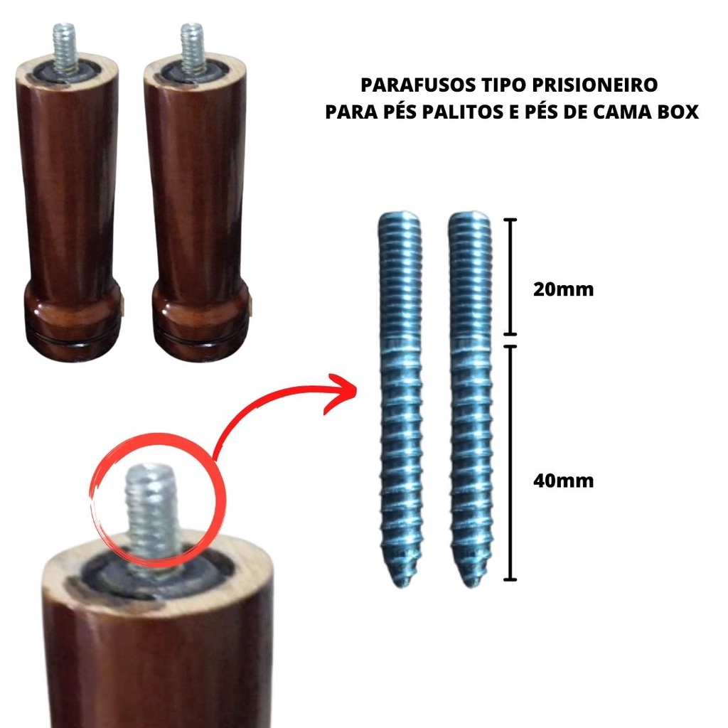 Kit 10 Parafuso Prisioneiro Rosca Dupla 5/16x60mm Pé De Cama | Shopee ...
