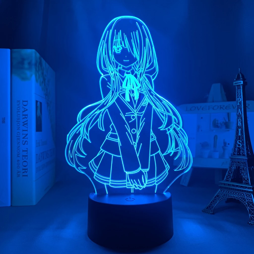 Anime Date A Live Kurumi Tokisaki Figure Lâmpada Led Noturna Jagermeister 16 Cores Sensor De Toque USB