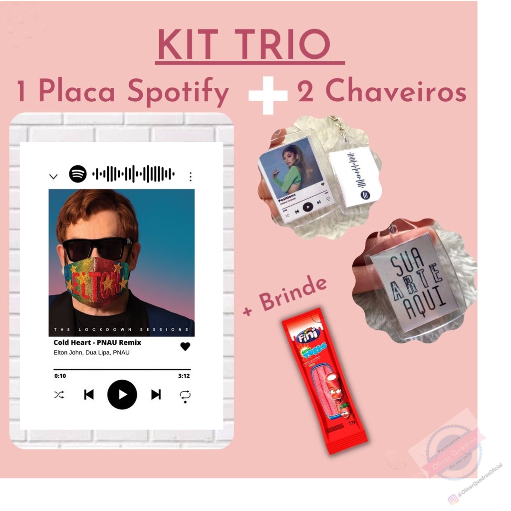 Kit Quadro Placa Spotify Cold Heart - Pnau Remix (Elton John, Dua Lipa ...