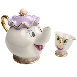 Novo A Bela E Fera Mrs . Conjunto De Canecas Para Panela Copo De Chá Com Chip Pote (& Vidro) By Unbrand