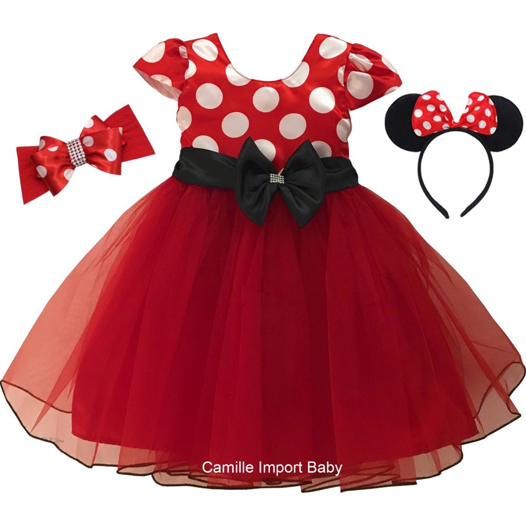 Vestido infantil store minnie vermelha luxo