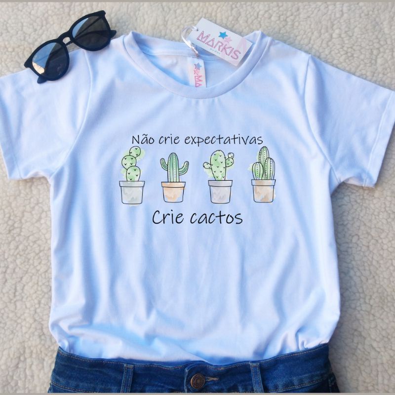 Blusinha T-shirt camiseta feminina estampada frase NÃO CRIE