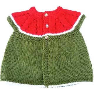 Casaquinho de tricô de Bebê modelo Coletinho Cor Melancia