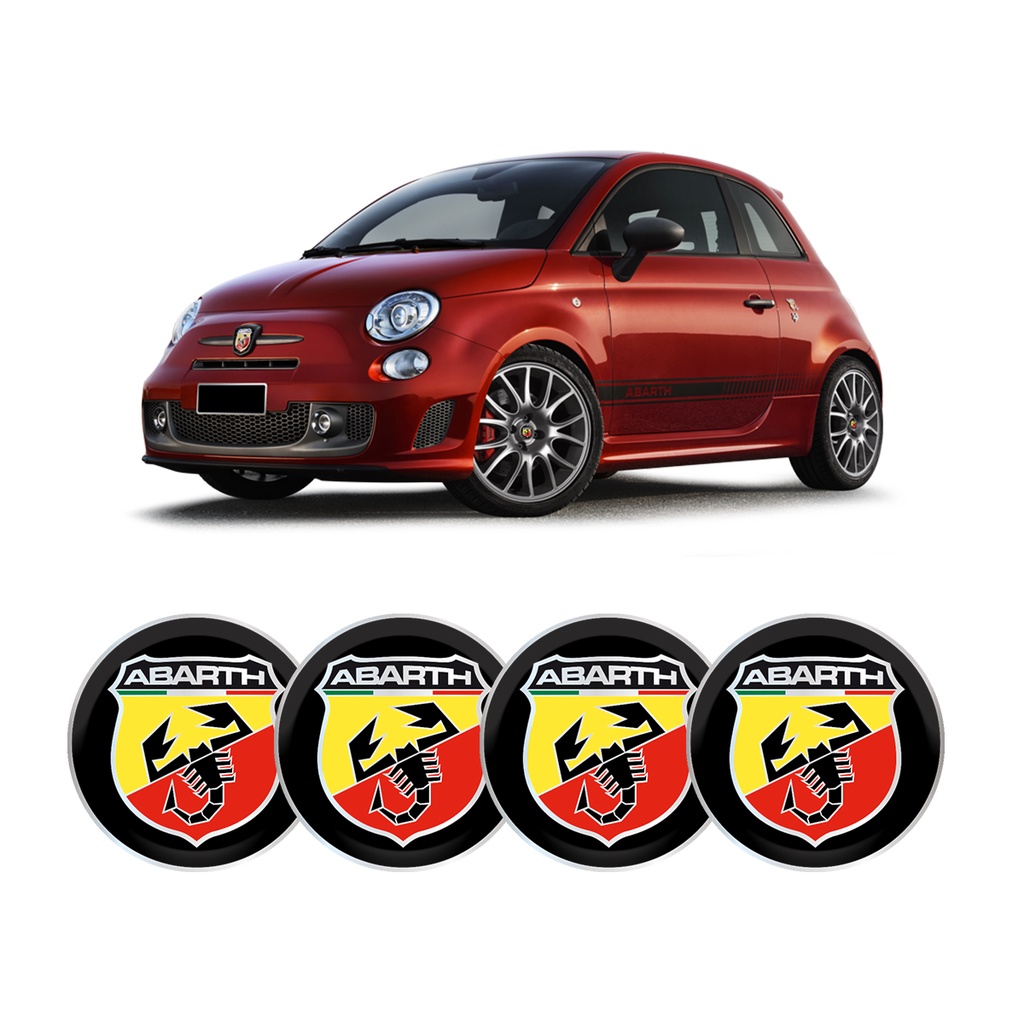 Jogo de Adesivo Resinado Customização Centro de Calota Roda 4,8cm Logo  Emblema Fiat Abarth