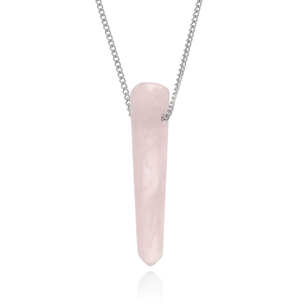 Cordão Difusor Pessoal Quartzo Rosa Natural Aço Inox Unissex