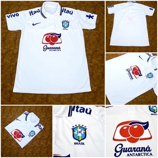 Camisa Camiseta da Selecao Brasileira BRASIL BRANCA POLO GUARANA 2022-2023  +PRECO PROMOCIONAL.