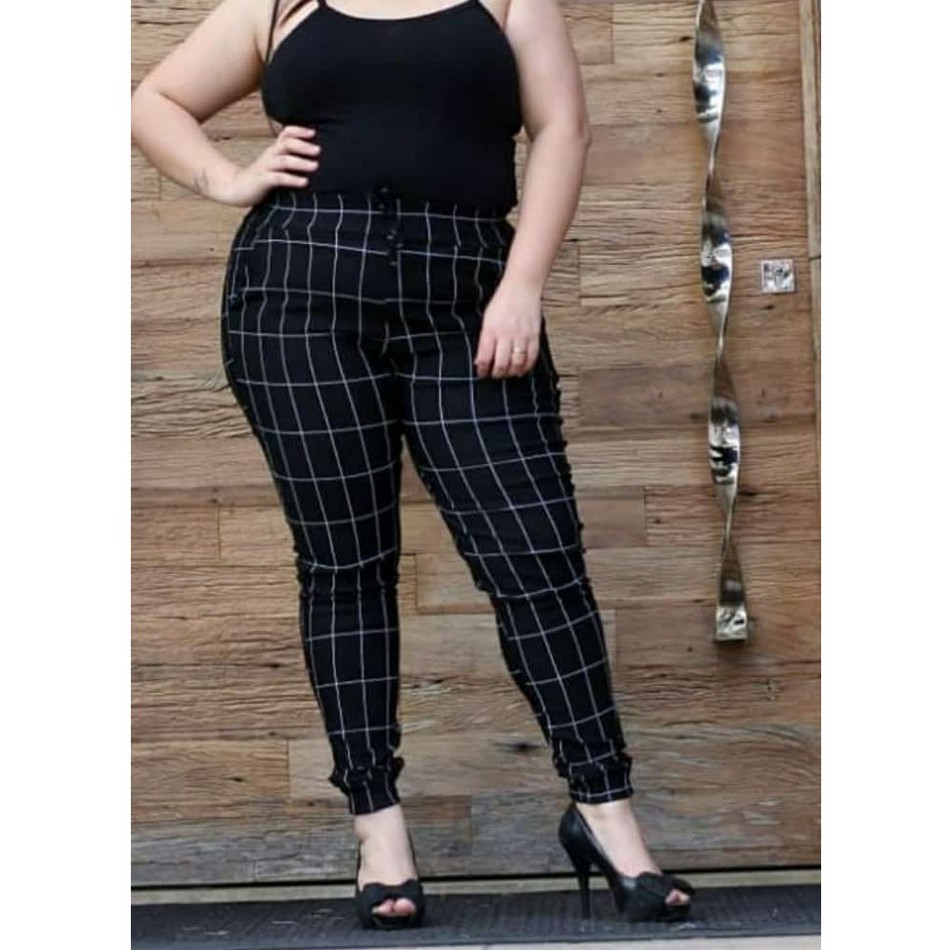 Calça xadrez store feminina plus size