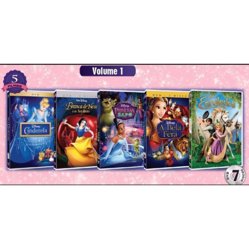 Dvd Box Coleção Disney Princesas - Vol. 1 (5 Filmes box lacrado
