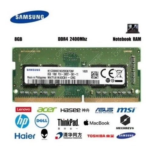 Memória RAM DDR4 SAMSUNG Color Verde 8GB 1x8GB 2400MHz