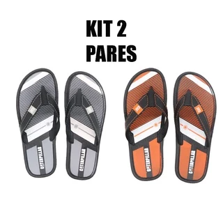 chinelo caterpillar kit com dois pares juntos 1 preto 1 laranja