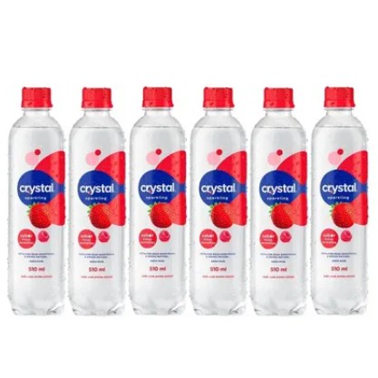 6 Água Crystal Sparkling Gaseificada Sabor Frutas Vermelhas 510 Ml