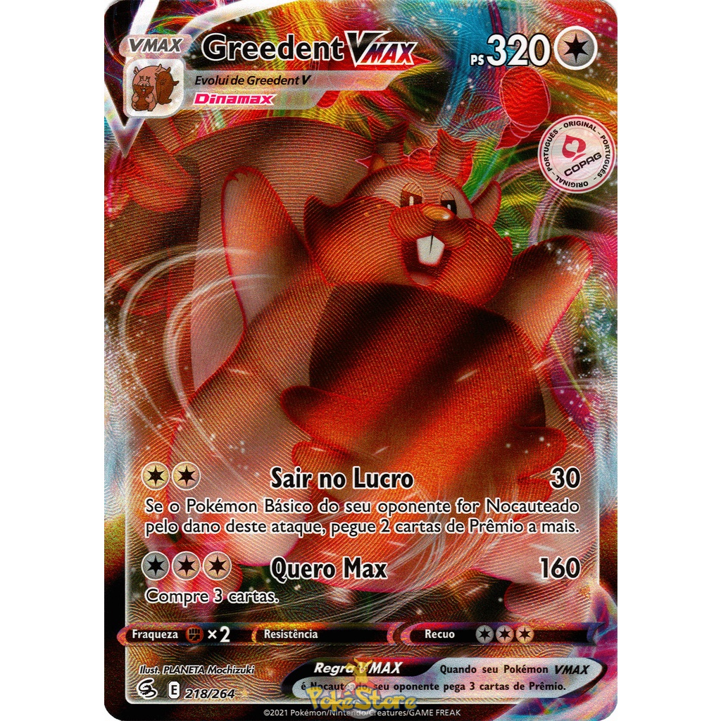 greedent vmax pokemon card value Amazon.com: Greedent V & Vmax Card Set - 218/264 Fusion Strike