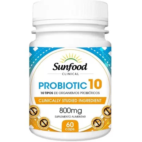 Probiotic 10 – 60 Cápsulas 800mg – Importada Sunfood