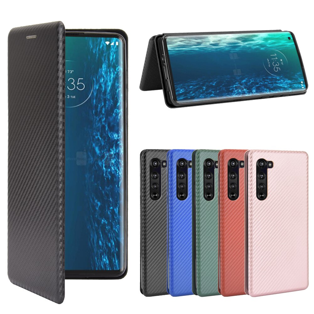 Capa De Celular De Fibra De Carbono / Pc + Tpu Com Flip Magnético Para Motorola Moto Edge Xt2063-3
