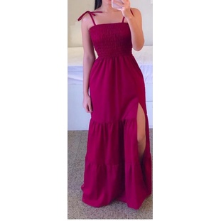 Vestido Babados Plus Size Longo Fenda