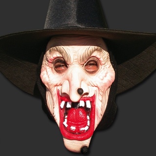 Amosfun Máscara de Dia das Bruxas Horrorosa Máscara de Bruxa Preta