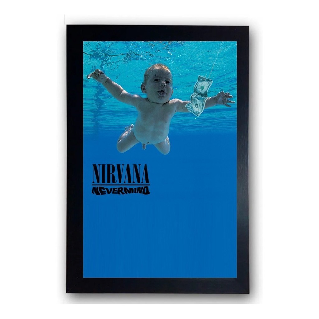 Quadro Nirvana Kurt Cobain Rock Grunge Nevermind Moldurado 21x30 cm ...
