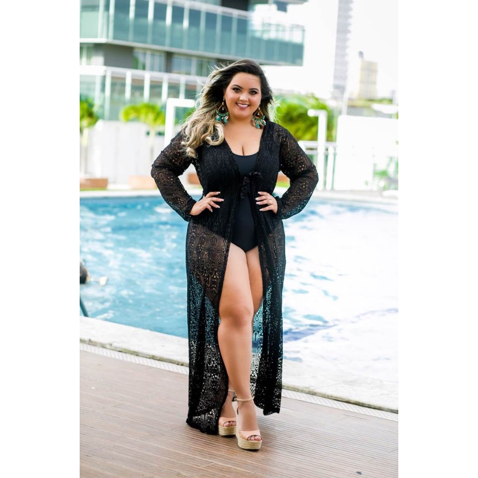 Saida de praia plus size sale renda