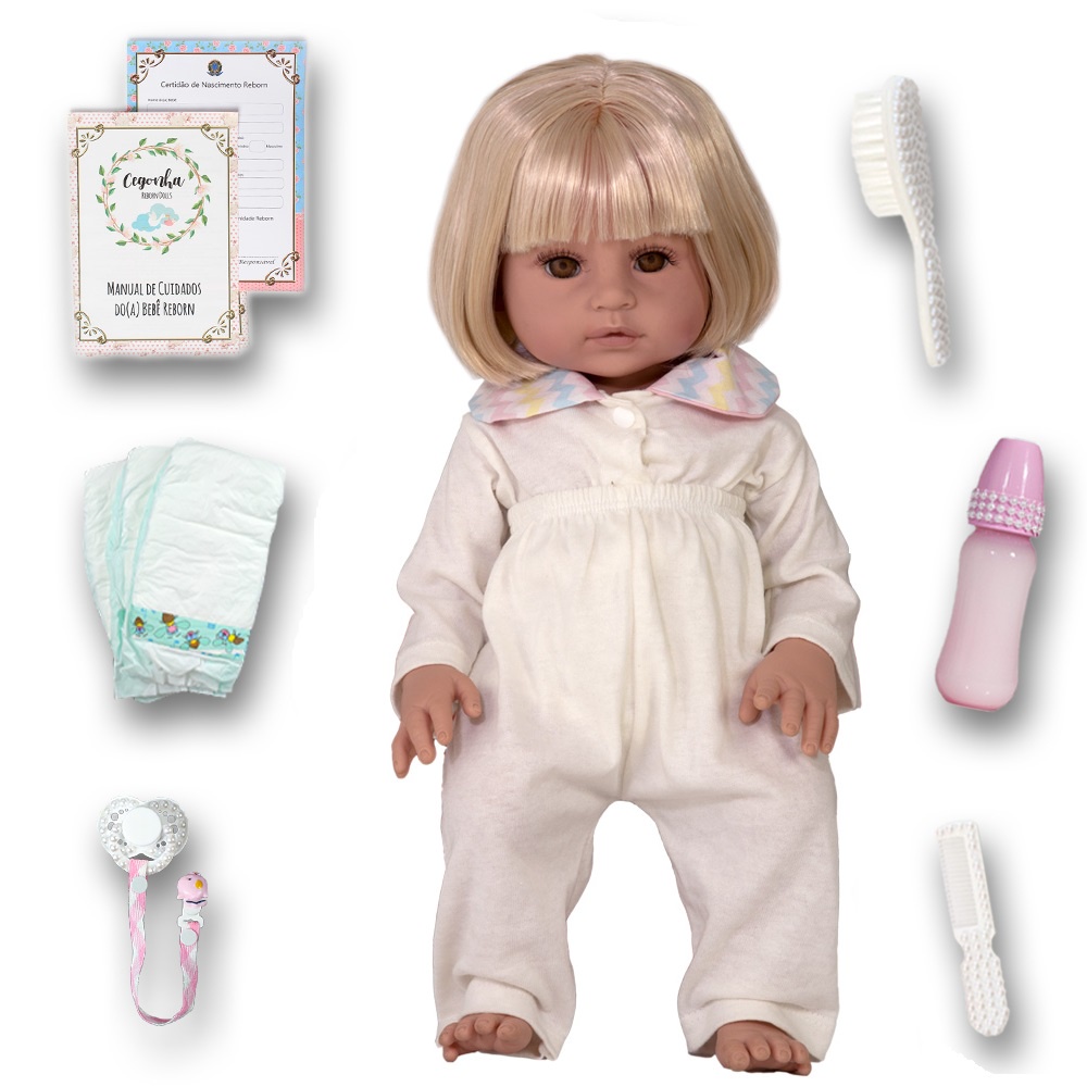48cm Boneca Bebê Reborn Realista Enraizado Fibra De Cabelo 100% Silicone  Suave Pode Tomar Banho