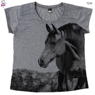 Camiseta Feminina Country desenho paisagem cavalo T254