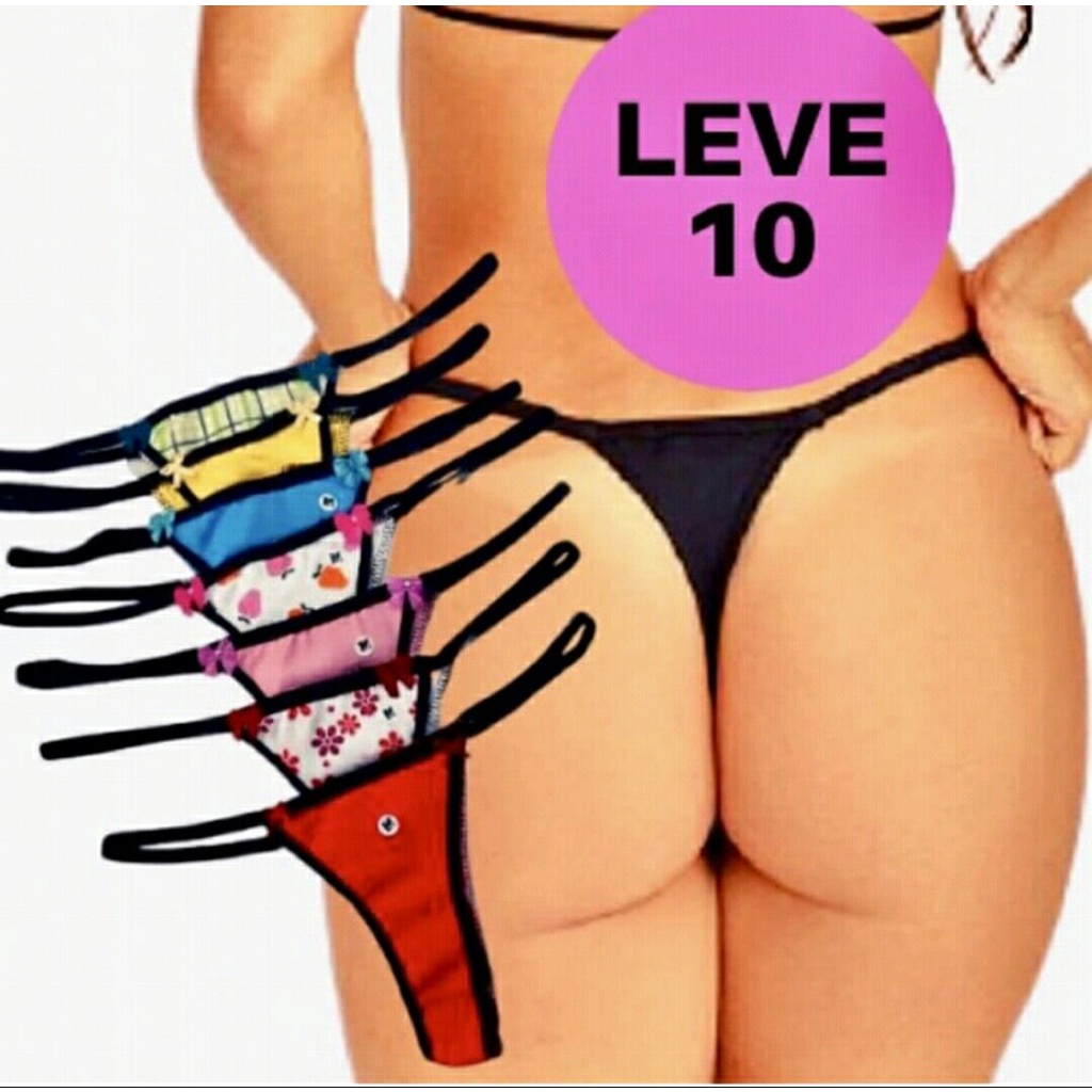 Kit 10 Calcinha Tangas Fio Dental Uma Tira linda luxo roupas femininas |  Shopee Brasil