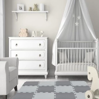 Kit 20 Tapete Tatame Eva + Bordas de Acabamento Loja da Maria 50x50x1cm 10mm Tons de Cinza